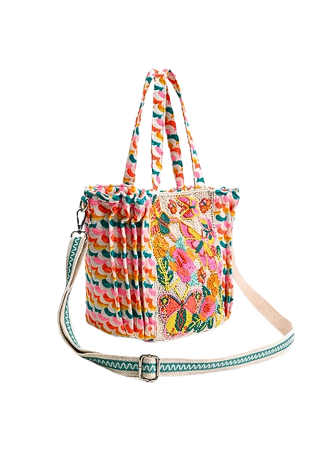 Rainbow Wings Floral Tote