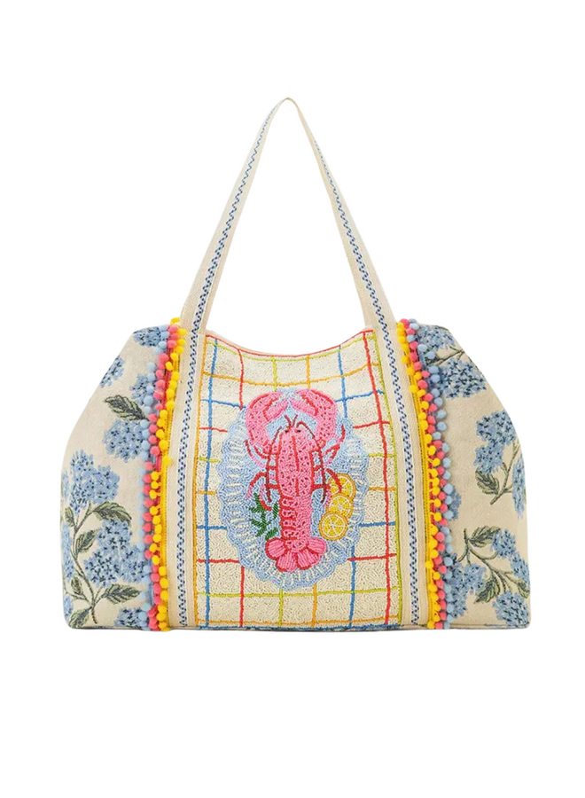 New England Lobster Beaded Oversized Tote