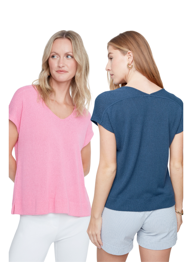 Renuar Easy V-Neck Knit Top in Two Colors