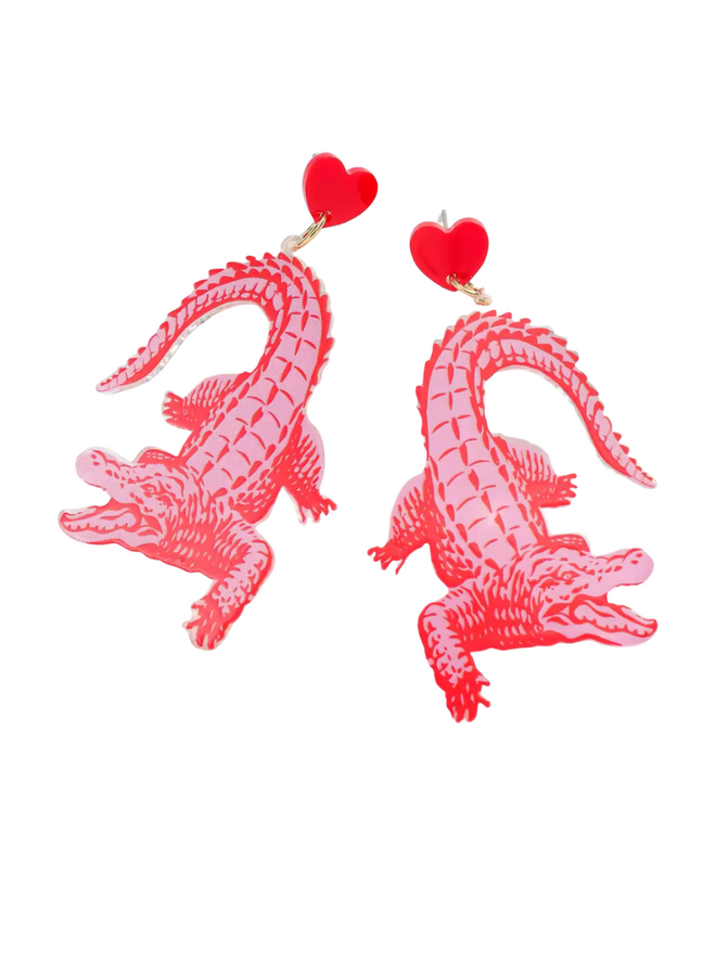 Pink Gator Earrings