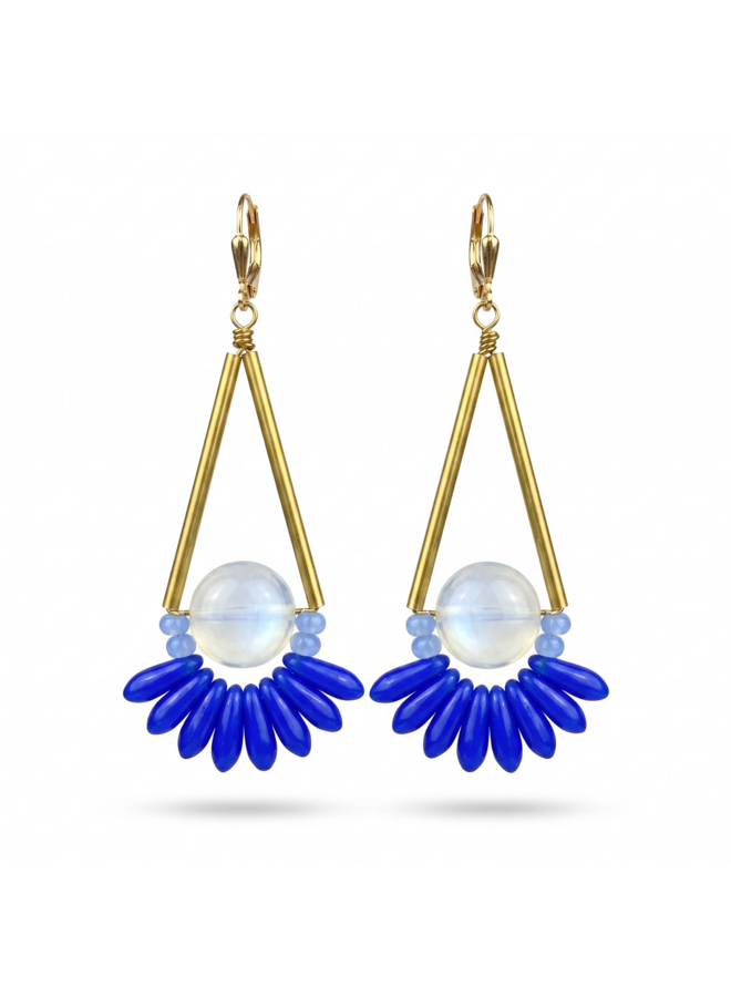 Brass and Stone Bold Earrings