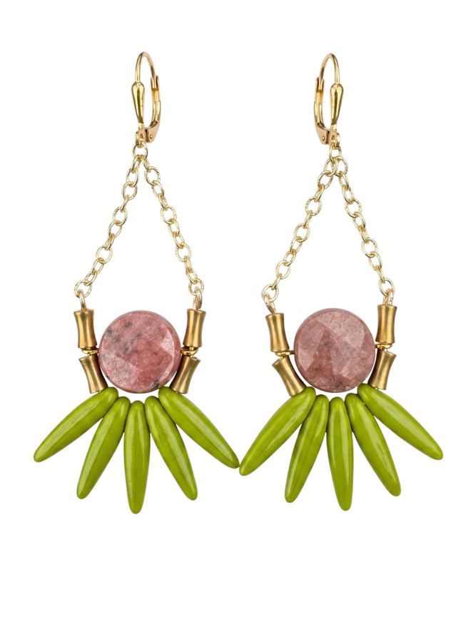 Pink And Green Earrings