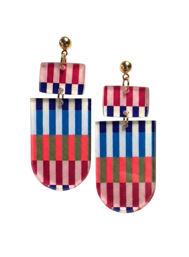 Acrylic Stripe Multi-Color Earrings