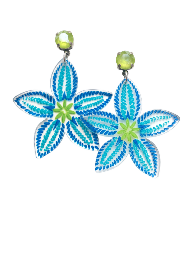 Blue Star Flower Earrings