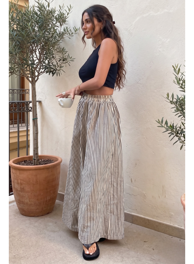 Seersucker Striped Wide Leg Pants