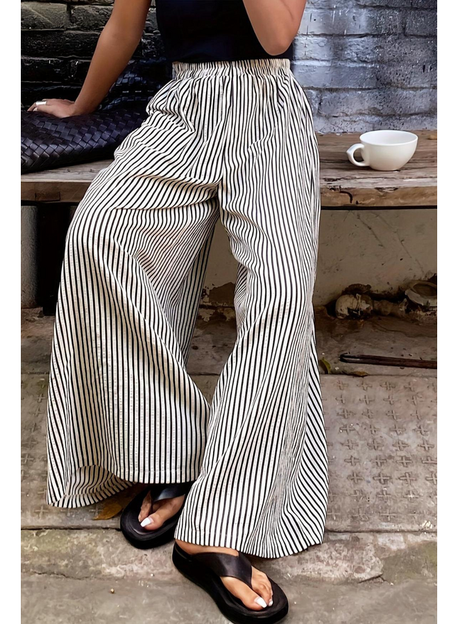 Seersucker Striped Wide Leg Pants