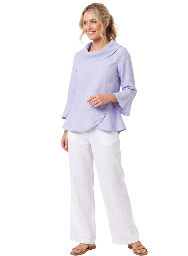 Habitat Linen Flounce Top in Cornflower Blue