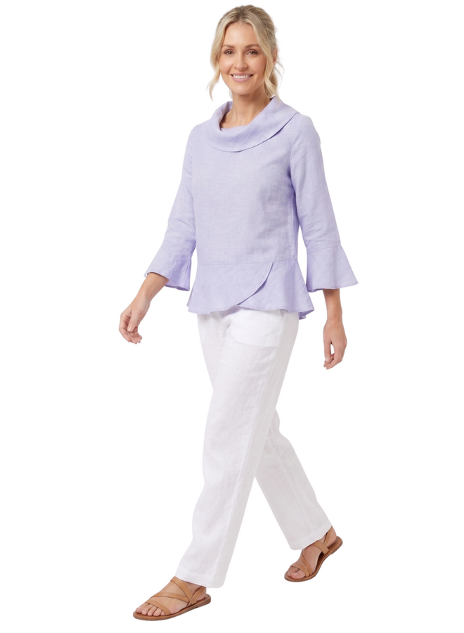Habitat Linen Flounce Top in Cornflower Blue