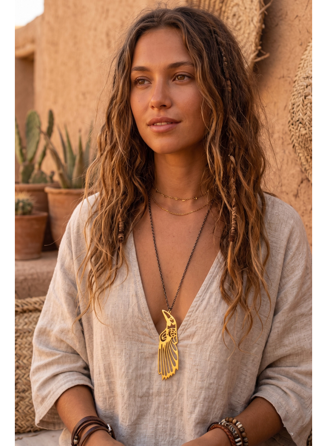 Ink + Alloy Elohi Brass Raven Necklace
