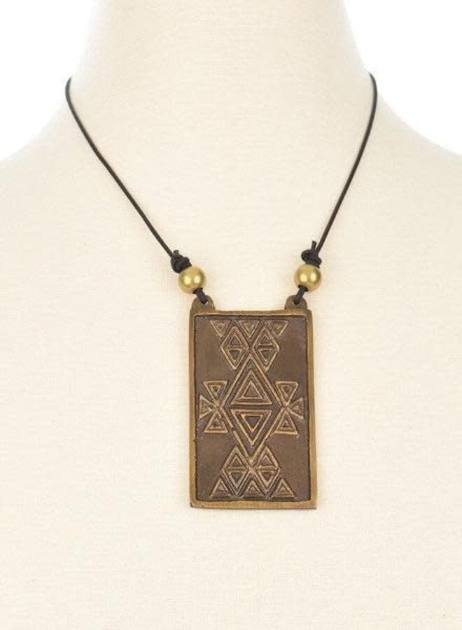 Ink + Alloy Brass Vertical Pendant Necklace