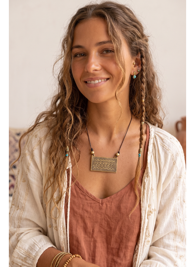 Ink + Alloy Brass Horizontal Pendant Necklace