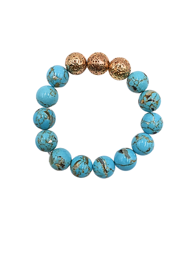 Natural Stone And Gold Stretch Bracelets
