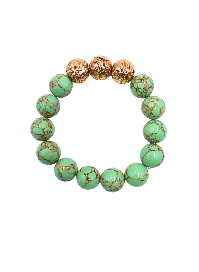 Natural Stone And Gold Stretch Bracelets