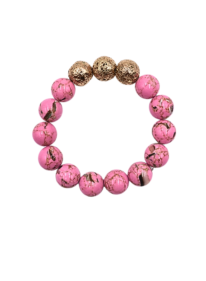 Natural Stone And Gold Stretch Bracelets