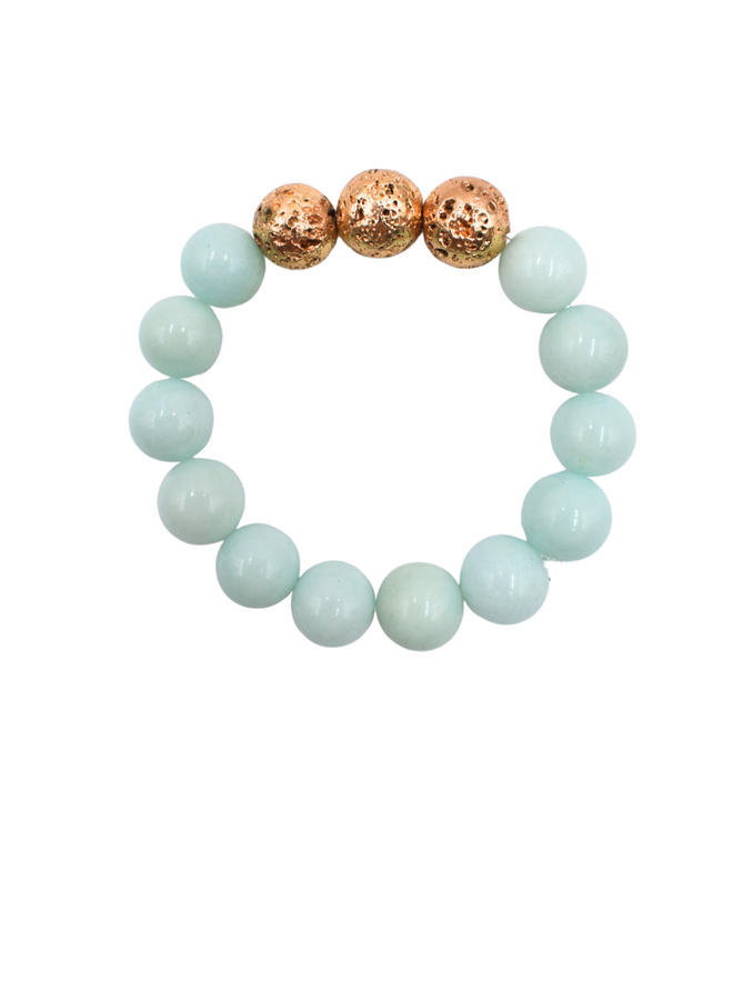 Natural Stone And Gold Stretch Bracelets