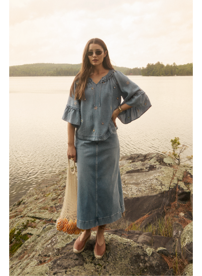 French Dressing Pull-on Denim Skirt