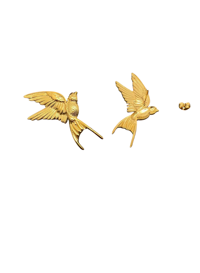 18K Gold Plated Flying Bird Earrings