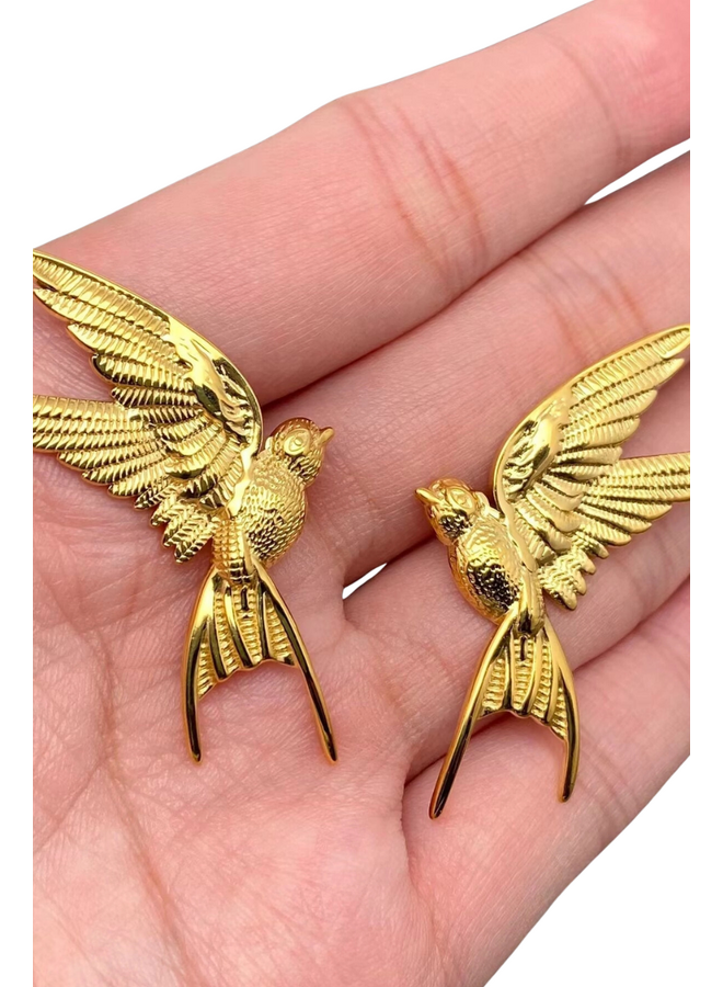 18K Gold Plated Flying Bird Earrings