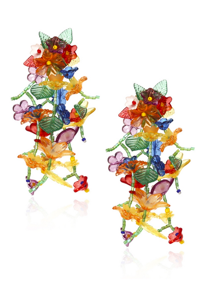 Long Floral Bunch Earrings