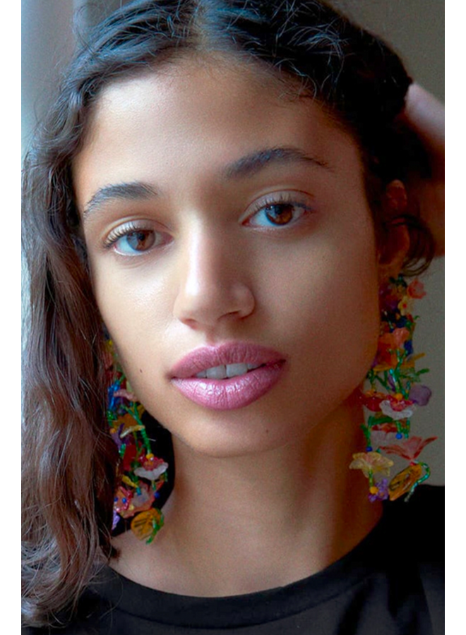 Long Floral Bunch Earrings