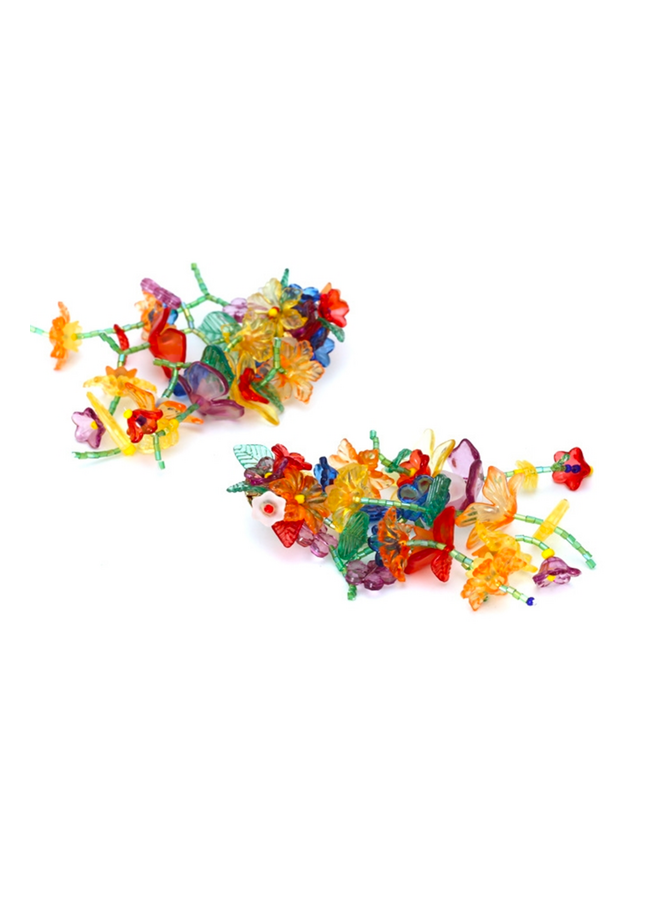 Long Floral Bunch Earrings