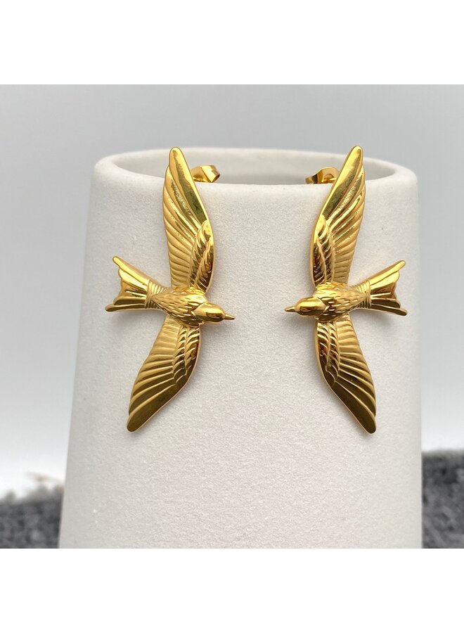 18K Gold Plated Flying Bird Earrings