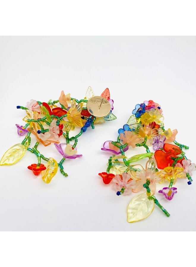 Long Floral Bunch Earrings