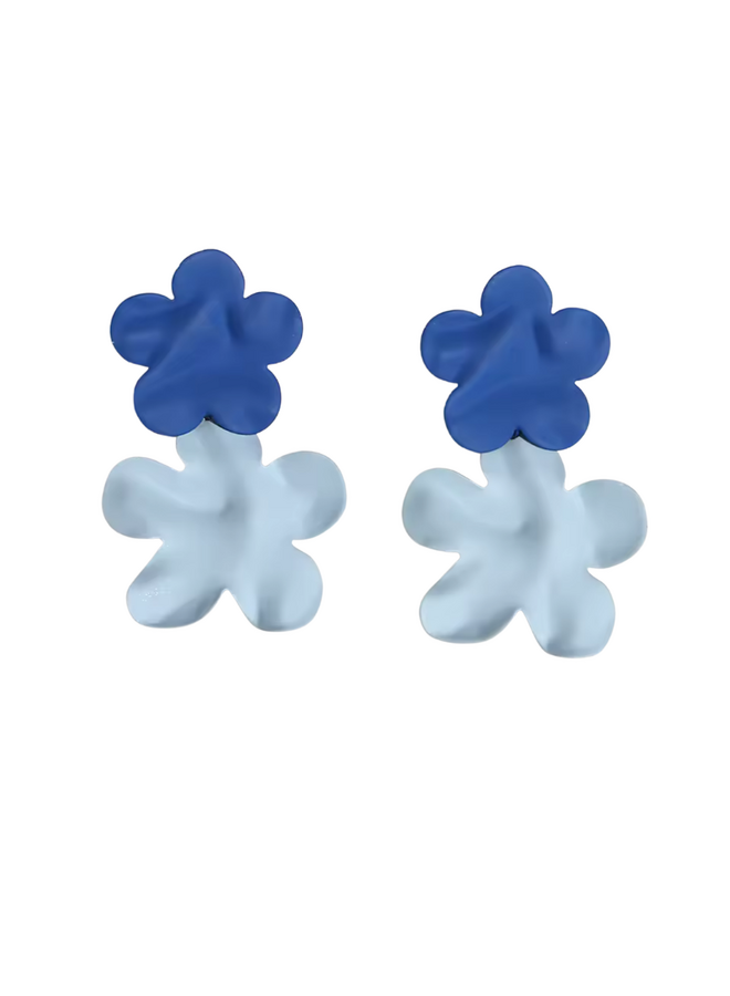 Two Blue Flower Earrings