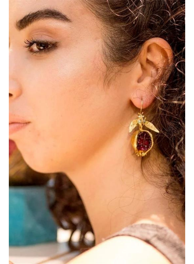 Bee & Pomegranate Earrings