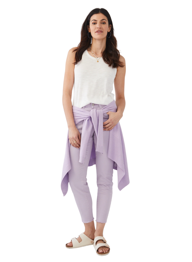 French Dressing Olivia Fringed Slim Ankle Jean in Wild Pansy