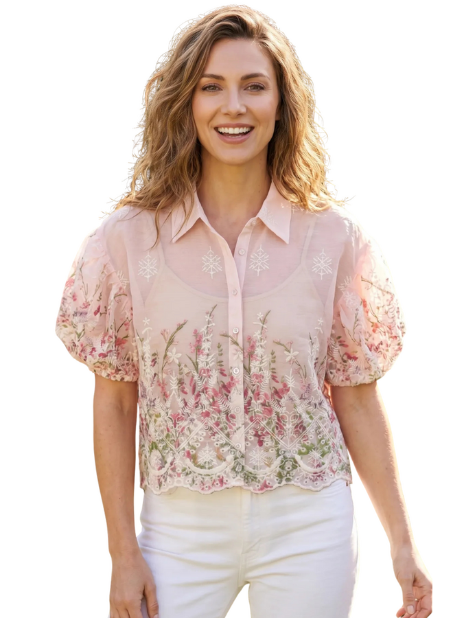 Chiffon Embroidered Floral Blouse