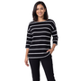 Striped Boatneck Tee in Black
