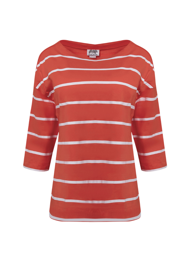 Striped Boatneck Tee in Red
