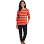 Striped Boatneck Tee in Red