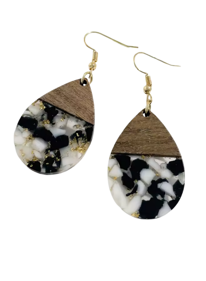 Black Gold Acrylic Earrings