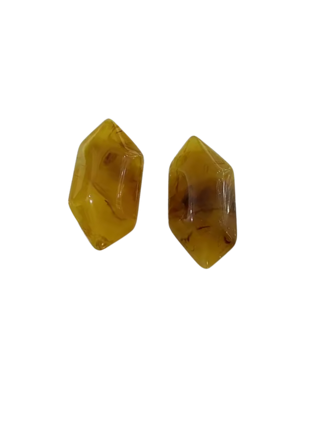 Small Carved Acrylic Brown Earrings