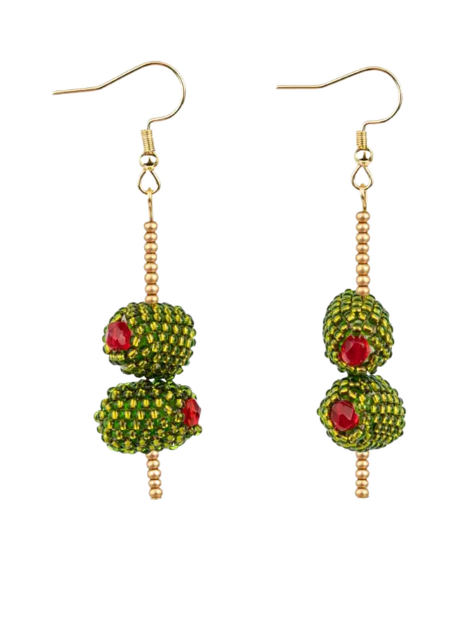 Beaded Olive Earrings