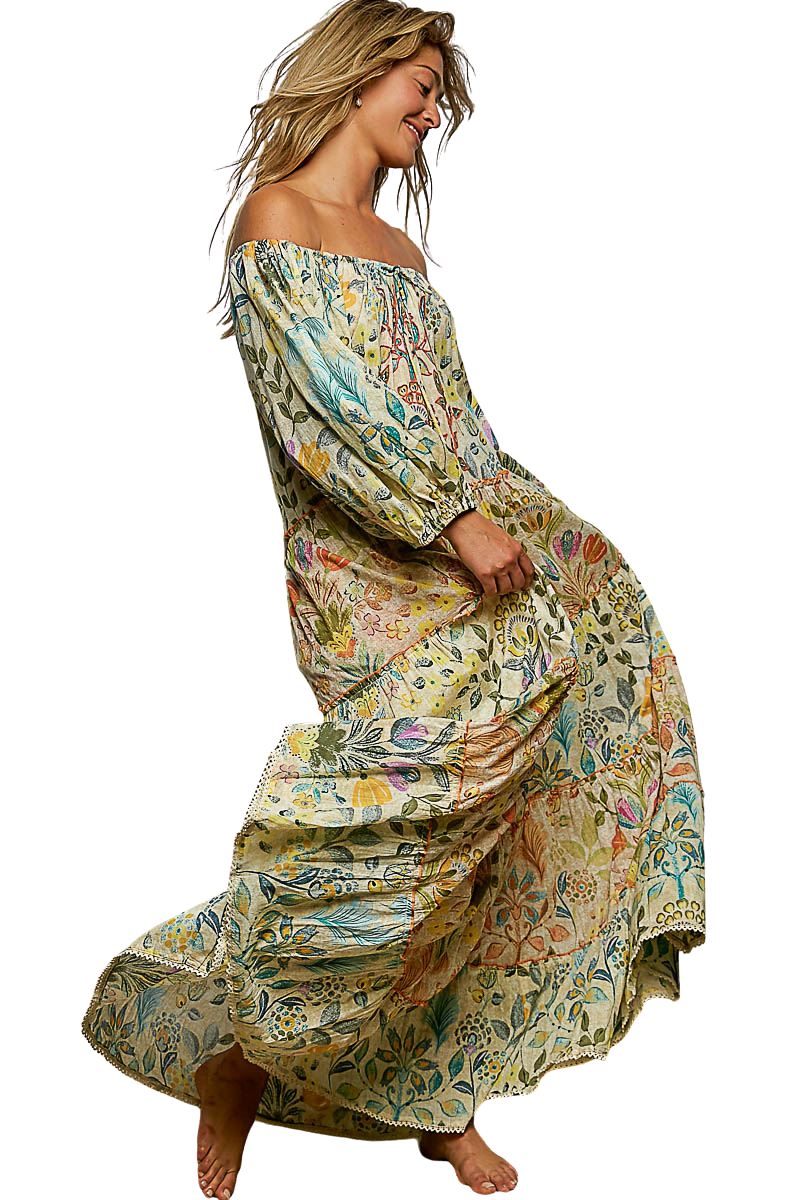 boho peasant dress Maxi Peasant Dress