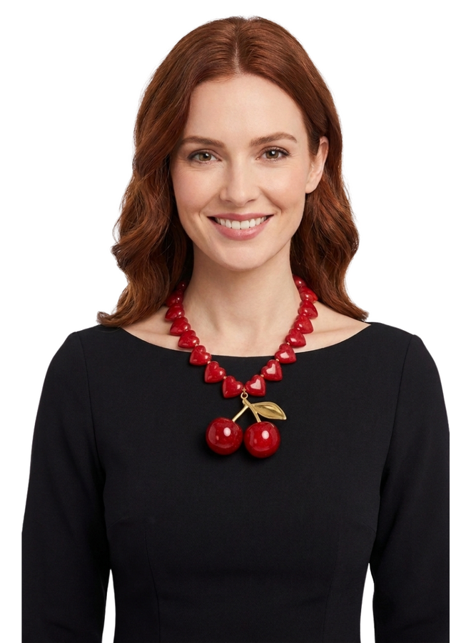 Big Cherry And Heart Necklace