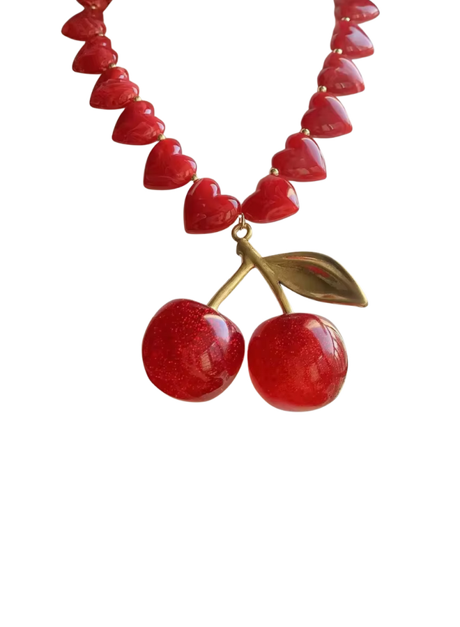 Big Cherry And Heart Necklace