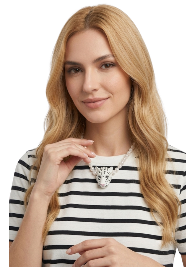 White Panther Necklace