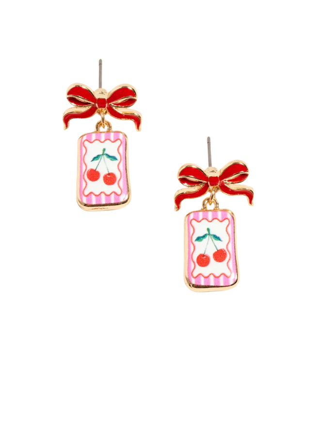 Bow And Cherry Small Earrings