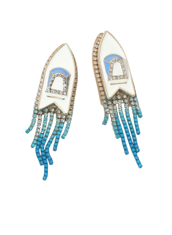 Crystal Speedboat Earrings In White