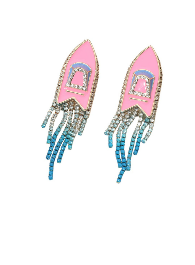 Crystal Speedboat Earrings In Pink