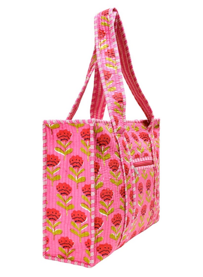 Small Pink Poppy Tote Bag