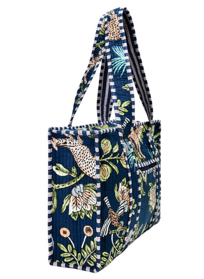 Small Navy Tropical Animal Tote Bag