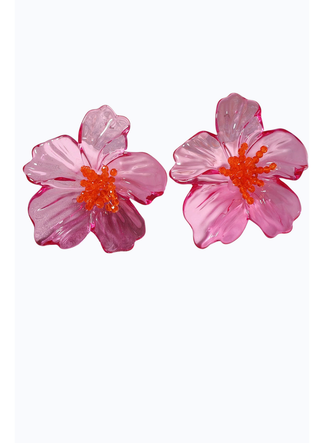 Big Hibiscus Acrylic Earrings