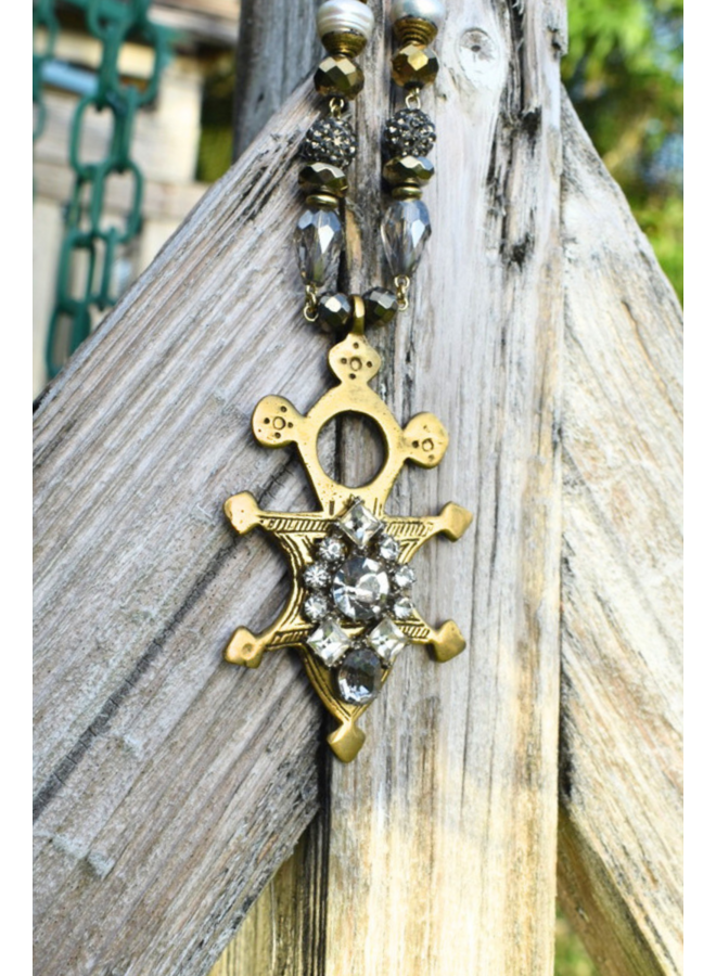 African Tuareg Cross Teardrop Jewel