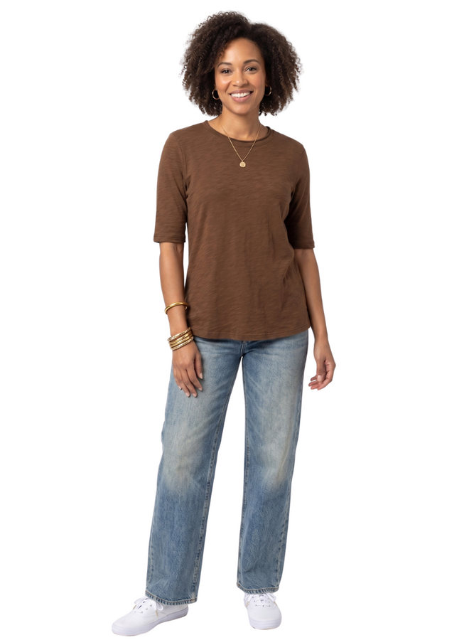 Kleen 3/4 Sleeve Tee in Brownie