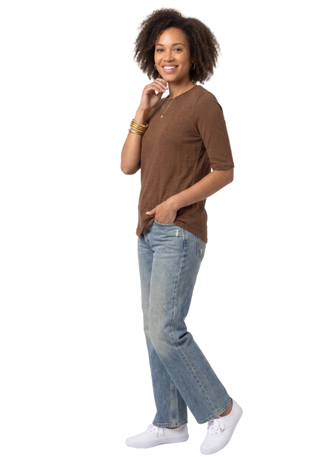 Kleen 3/4 Sleeve Tee in Brownie